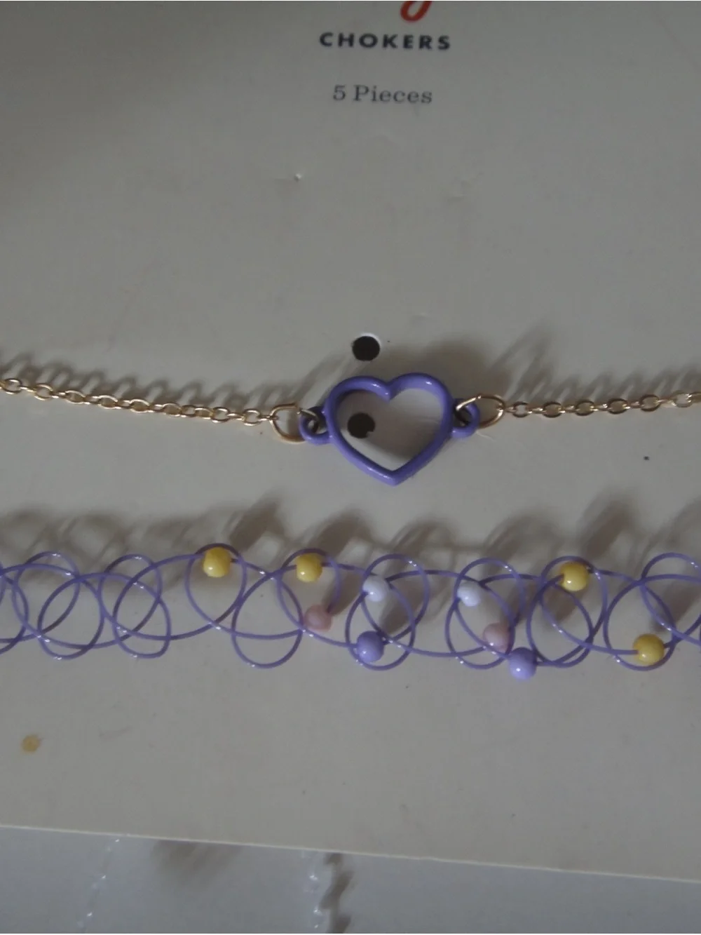 Cat & Jack Purple and Yellow Heart Choker Set - 2 Piece Kids Necklace Pack